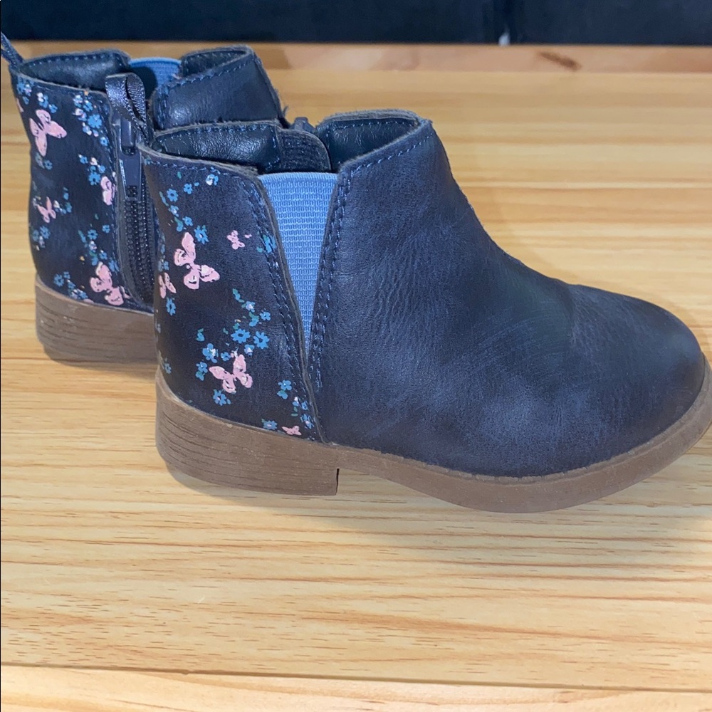 Oshkosh Kids Navy Ankle Boots Flowers 6M / 22